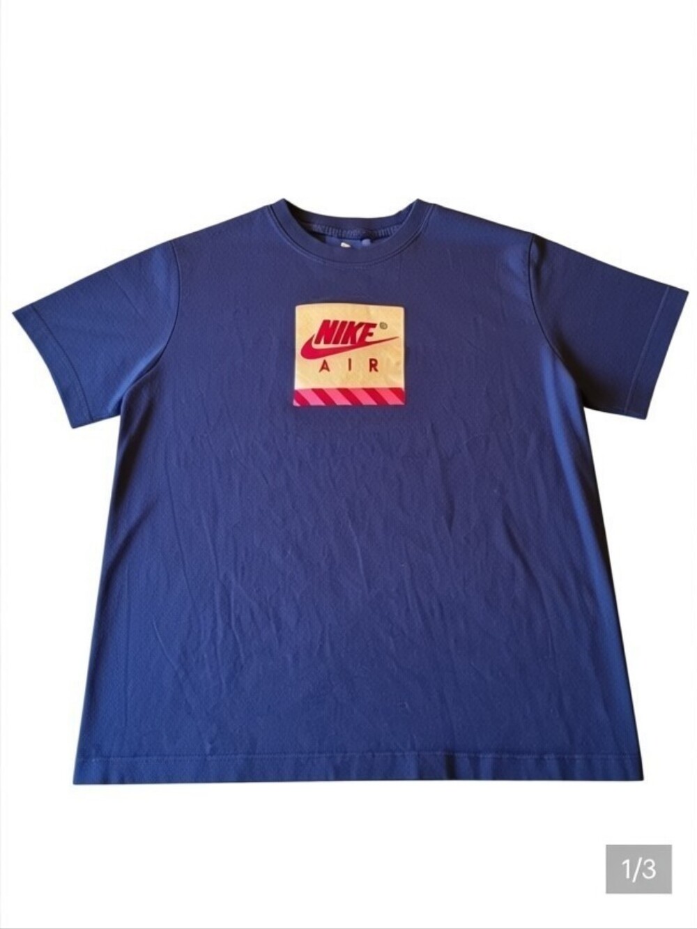 Nike Navy Short Sleeve Tee with Cream and Pink Nike Air Patch